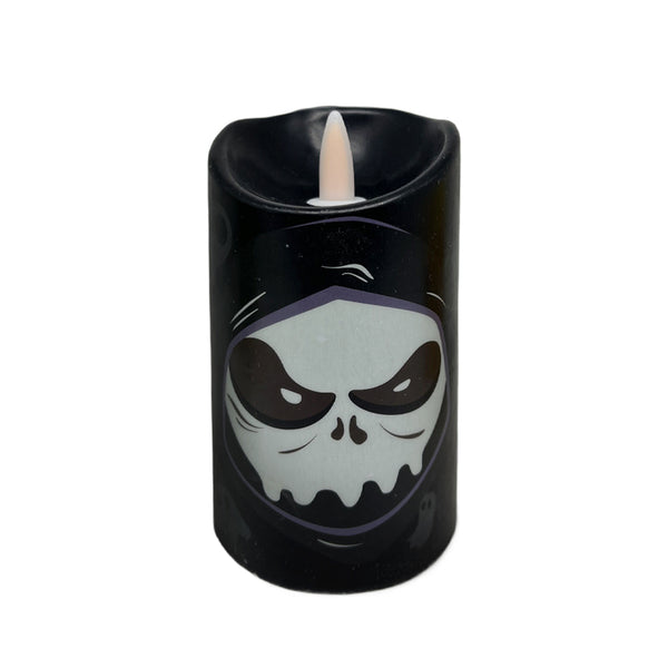 Set of 2 Black Drippy candle with pooled finish. 3in dia x 5in,6in H.