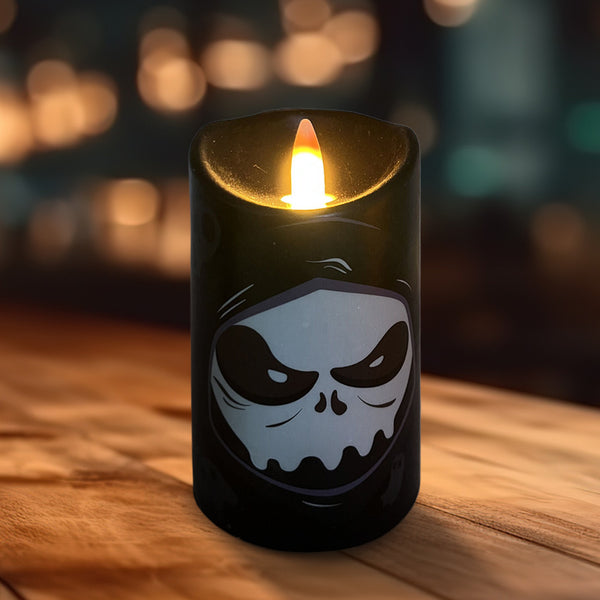 Set of 2 Black Drippy candle with pooled finish. 3in dia x 5in,6in H.