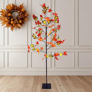 FAUX MAPLE LEAF TREE | 250 LEDS | UL ADAPTER | BASE 7.87 INCH SQUARE | 59 INCH HIGH