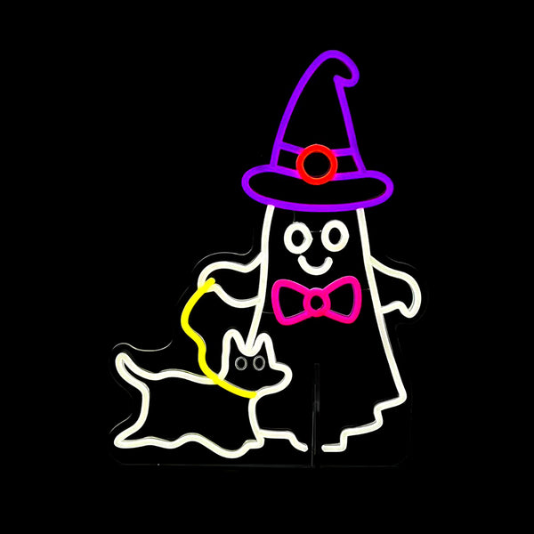 18.6inch Halloween Neon Deco - Ghost Walk with Dog