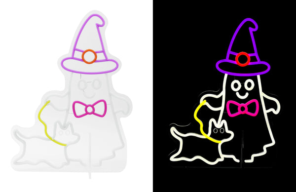 18.6inch Halloween Neon Deco - Ghost Walk with Dog