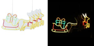 26.7inch Christmas Animated Neon Lights - Deer Sledge