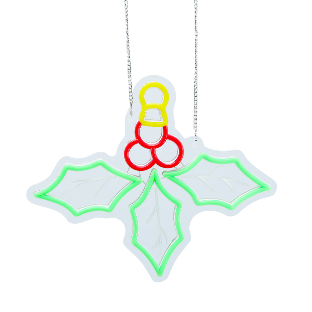 12inch Christmas Neon Lights Ornaments - Holly Leaf