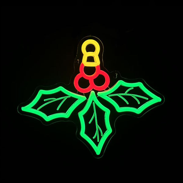 12inch Christmas Neon Lights Ornaments - Holly Leaf