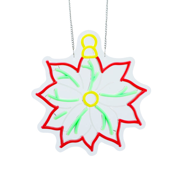 12inch Christmas Neon Lights Ornaments - Poinsettia