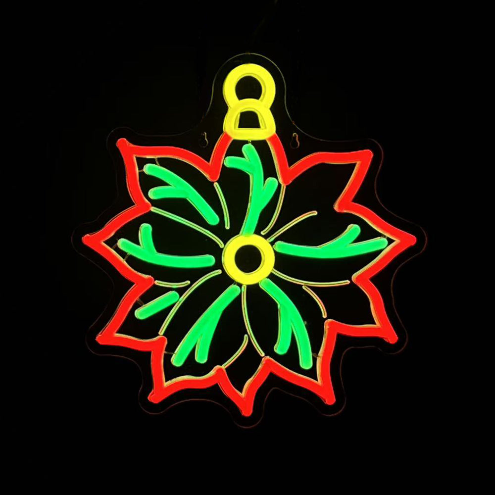 12inch Christmas Neon Lights Ornaments - Poinsettia