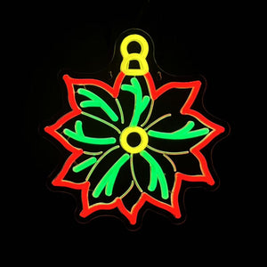 12inch Christmas Neon Lights Ornaments - Poinsettia