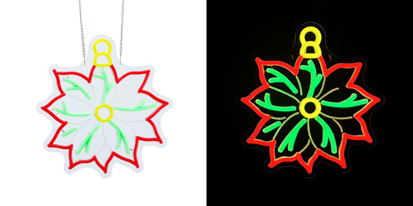 12inch Christmas Neon Lights Ornaments - Poinsettia