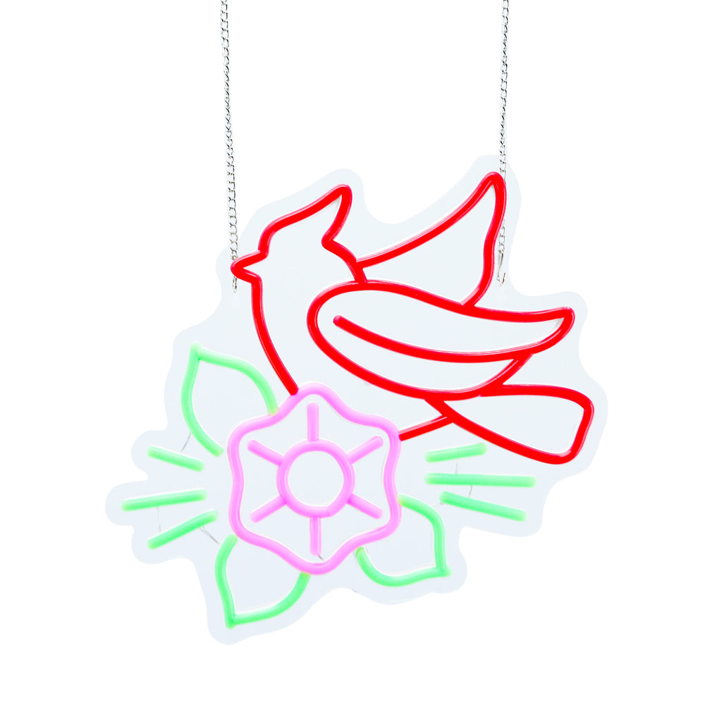 11.8inch Christmas Neon Lights Ornament - Red Bird