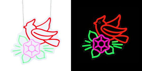 11.8inch Christmas Neon Lights Ornament - Red Bird