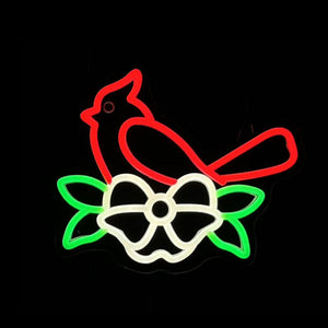 11.2inch Christmas Neon Lights Ornament - Red Bird