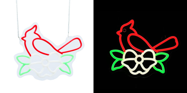 11.2inch Christmas Neon Lights Ornament - Red Bird