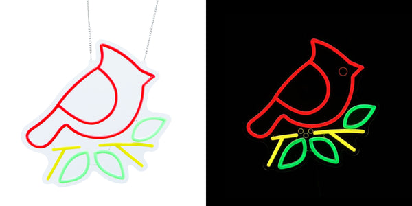 12.6inch Christmas Neon Lights Ornament - Red Bird