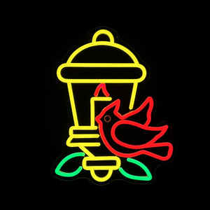 14.2inch Christmas Neon Lights Ornament - Red Bird