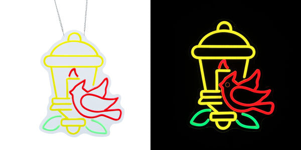 14.2inch Christmas Neon Lights Ornament - Red Bird