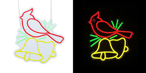 15.4inch Christmas Neon Lights Ornament - Red Bird