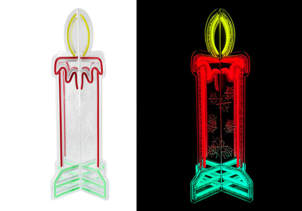 24inch Christmas 3D Neon Lights Deco - Candle