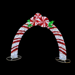 13ft H Tinsel Candy Cane Arch with 10% Twinkle LED