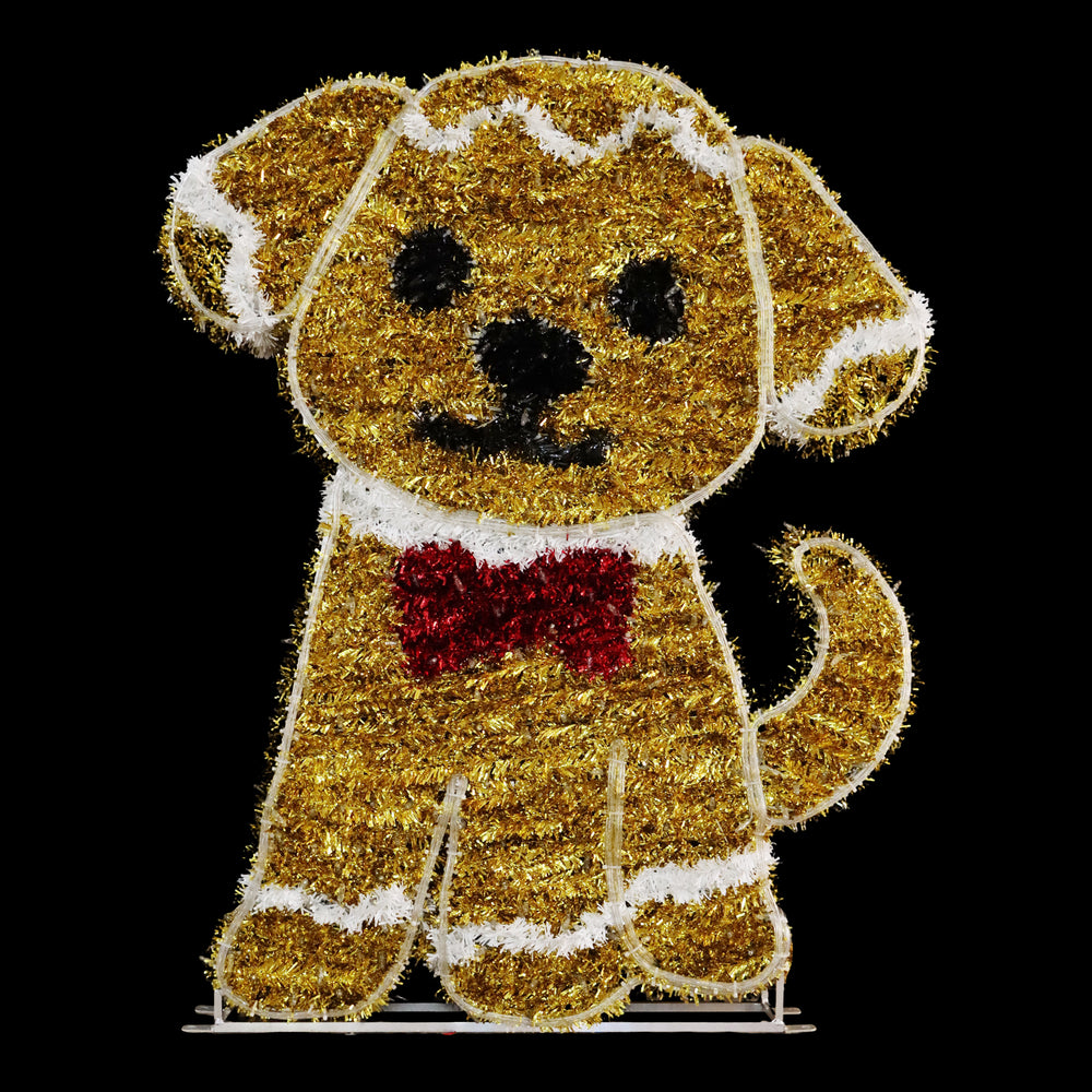 5ft Tinsel Gingerbread Dog ， 10% White Twinkle