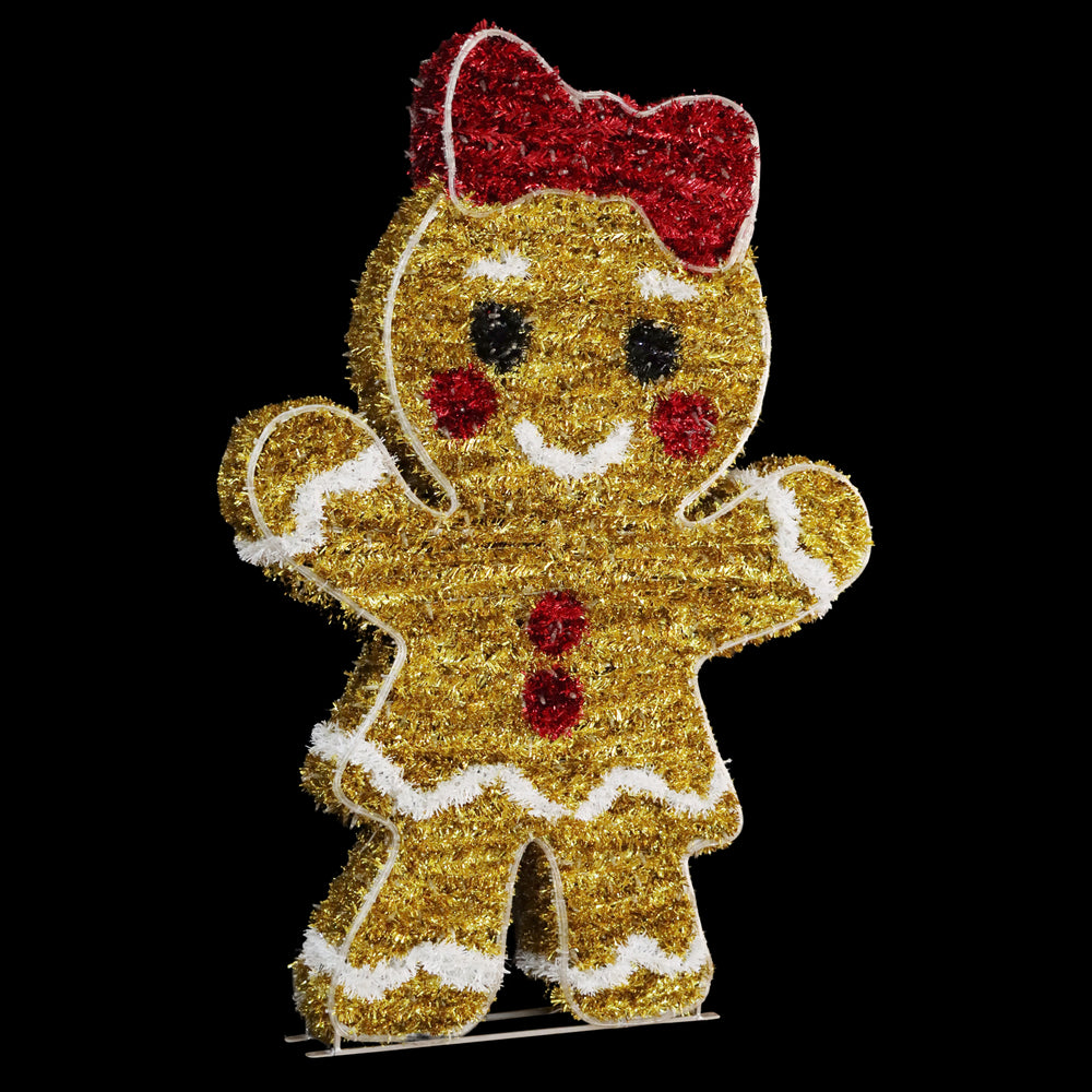 6.5ft Tinsel Gingerbread Girl ， 10% White Twinkle