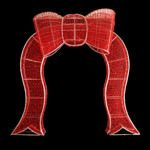 10ft Red Mesh Bow Arch ， 10% White Twinkle