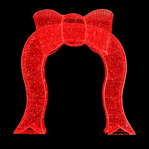 10ft Red Mesh Bow Arch ， 10% White Twinkle