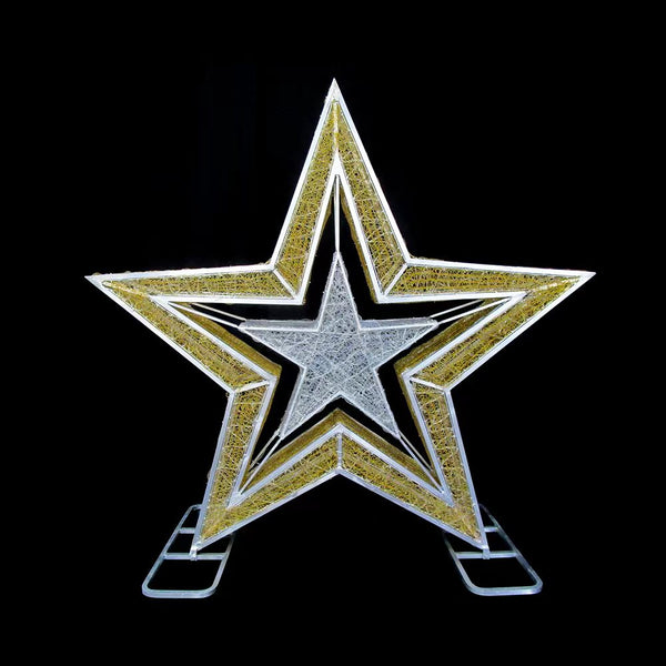 6.5ft Multi Five Pointed Star， 10% White Twinkle