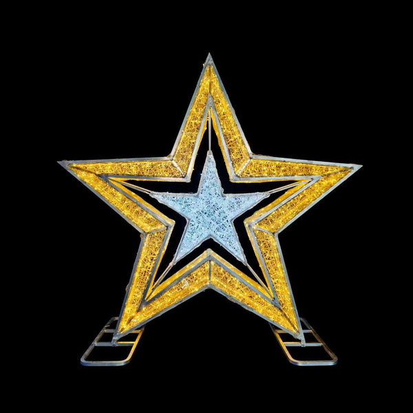 6.5ft Multi Five Pointed Star， 10% White Twinkle