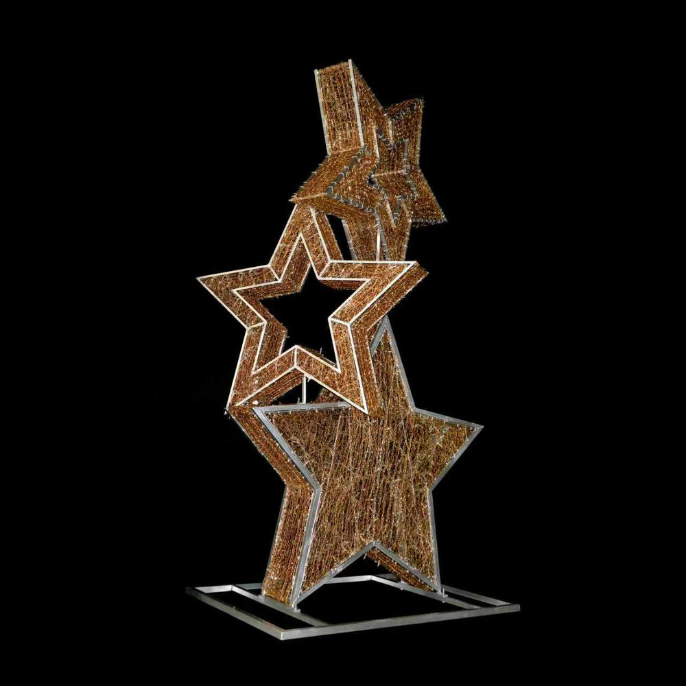 8ft Mesh Christmas Trio Stars Stacked， 10% White Twinkle