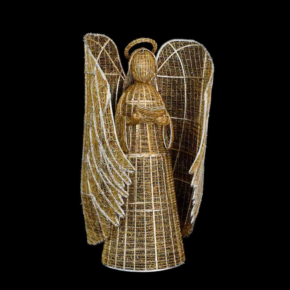 9ft Mesh Angel with Wrapped Wings and Book ，Dual Lights with 10% White Twinkle