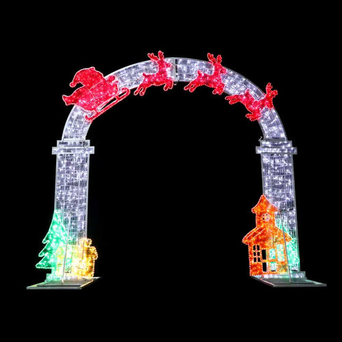 12.6ft  Christmas Mesh Arch with Changeable Designs，Dual Lights with 10% White Twinkle
