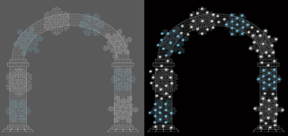 12.6ft  Christmas Mesh Arch with Changeable Designs， 10% White Twinkle