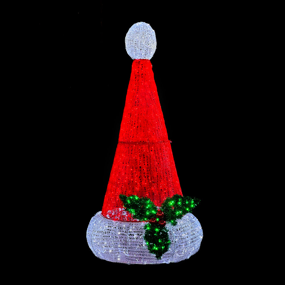 7ft Santa Hat Tree with Lighted Holly Leaves with 10% Twinkle Lights
