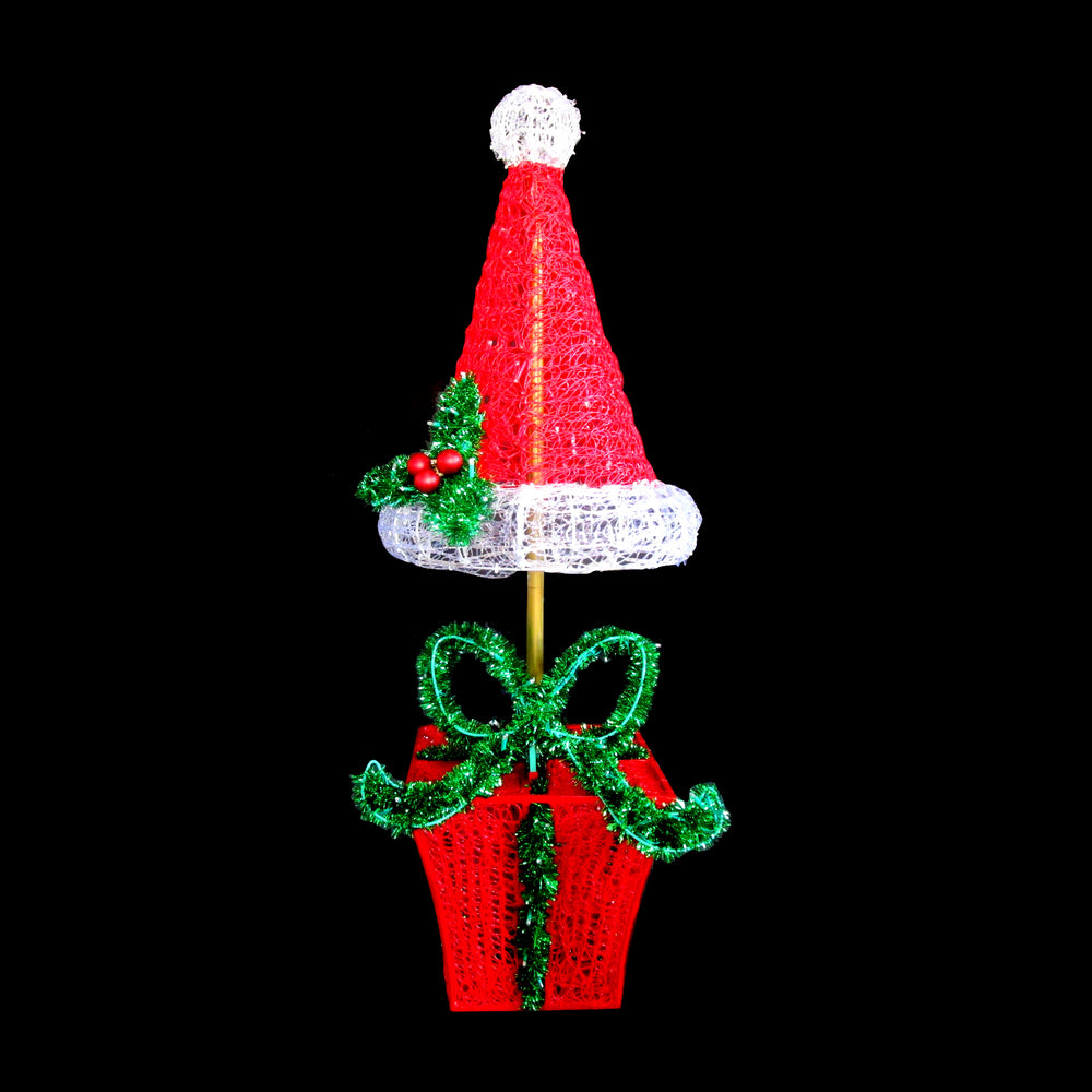 5ft Santa Hat Topiary  with 10% Twinkle Lights