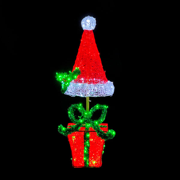 5ft Santa Hat Topiary  with 10% Twinkle Lights