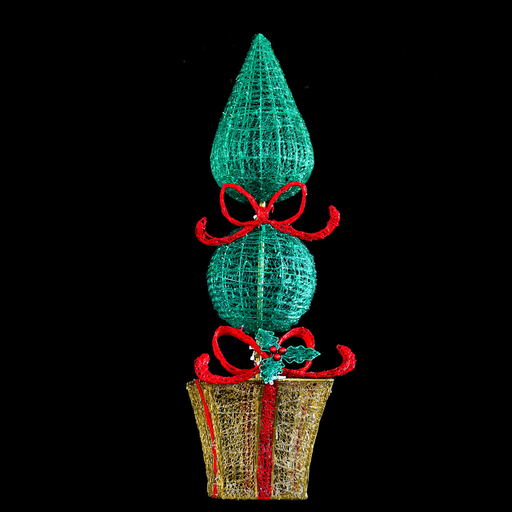 7ft Santa Ball Topiary  with 10% Twinkle Lights