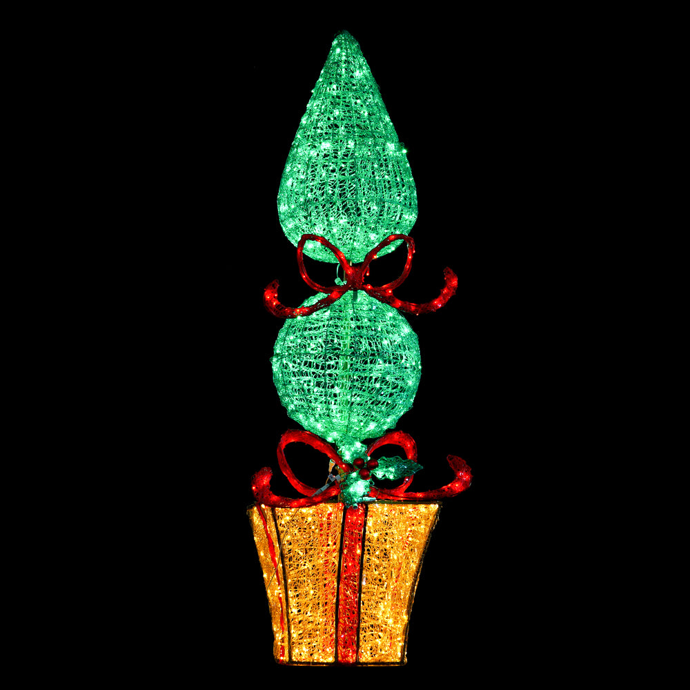 7ft Santa Ball Topiary  with 10% Twinkle Lights