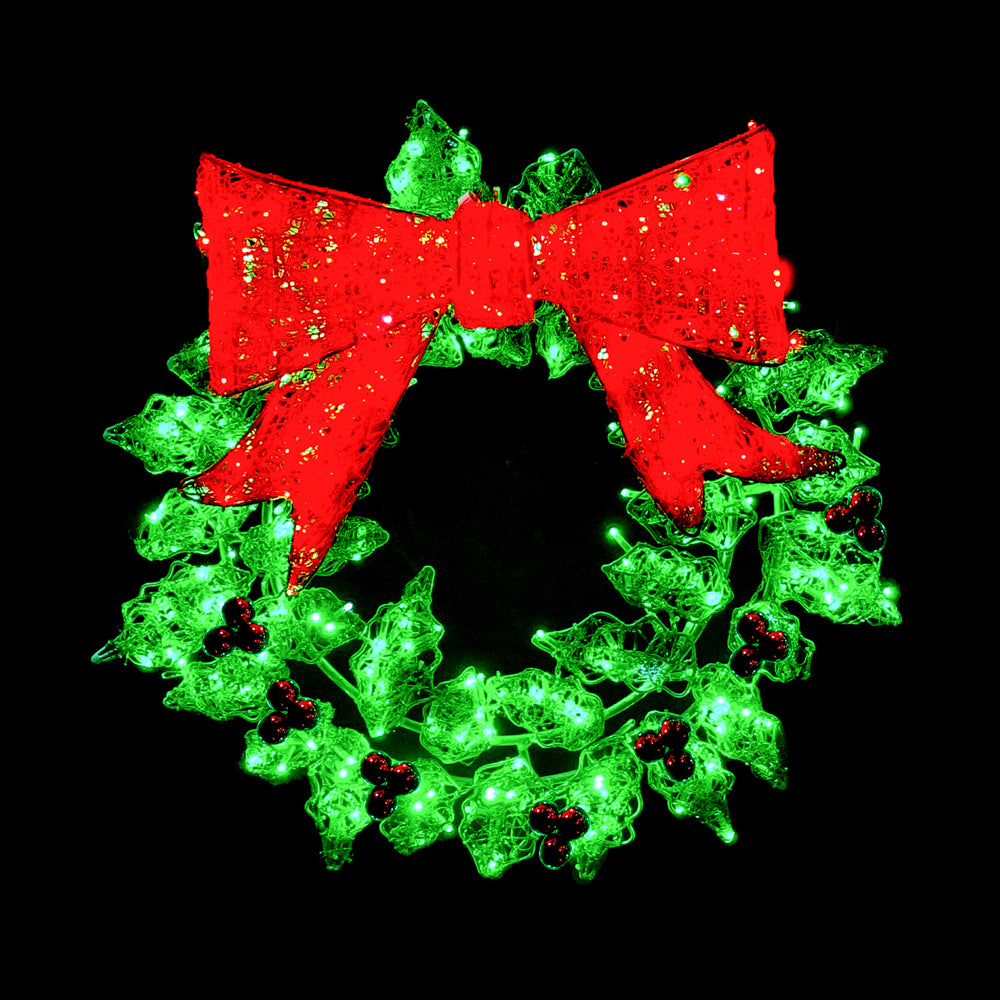 34“ Holly Wreath with 10% Twinkle Lights