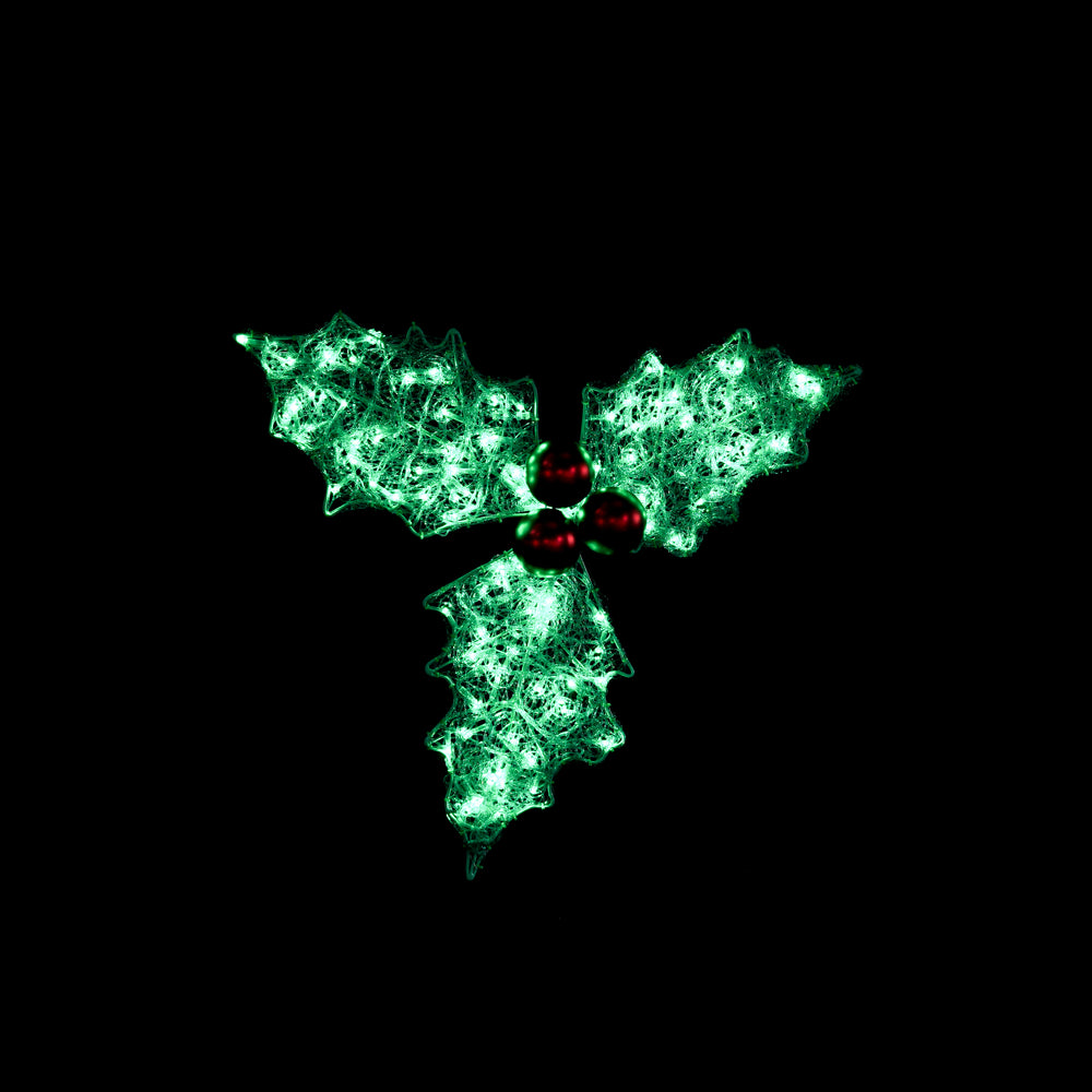 36” Holly Leaves with Berries with 10% Twinkle Lights