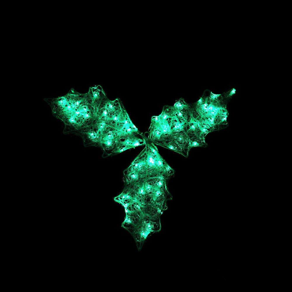 32” Holly Leaves with Berries with 10% Twinkle Lights