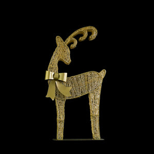 6ft Deer with Gold Bow with 10% Twinkle LED