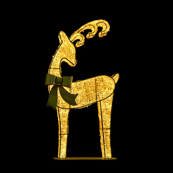 6ft Deer with Gold Bow with 10% Twinkle LED