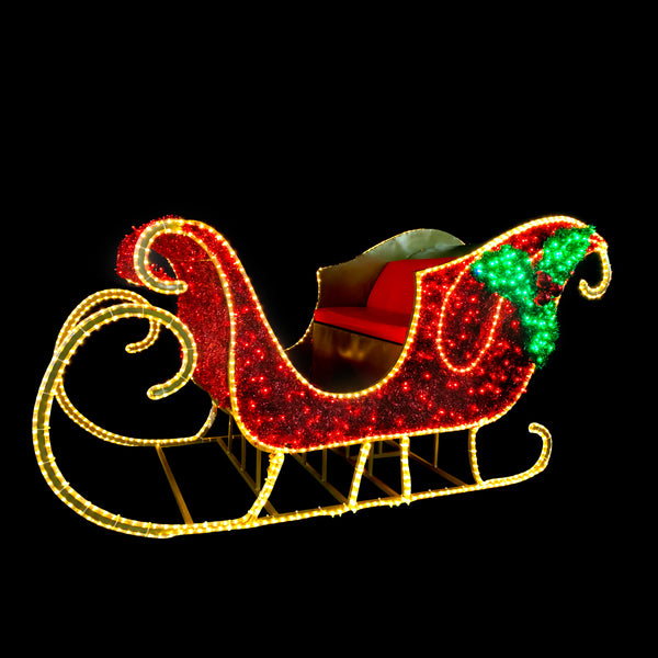 8ft Red Sleigh with 10% Twinkle LED
