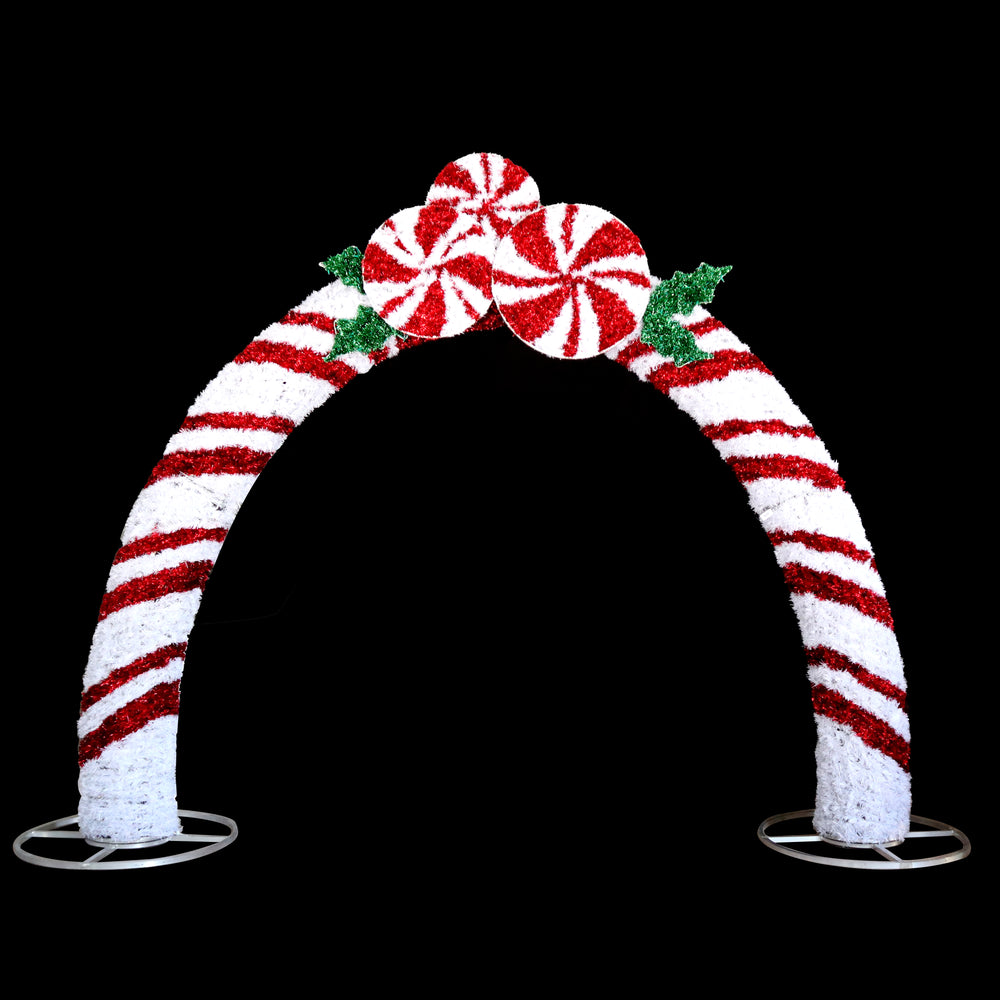 13ft H Tinsel Candy Cane Arch with 10% Twinkle LED
