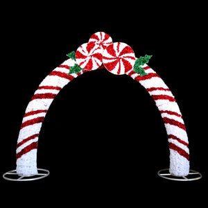 13ft H Tinsel Candy Cane Arch with 10% Twinkle LED