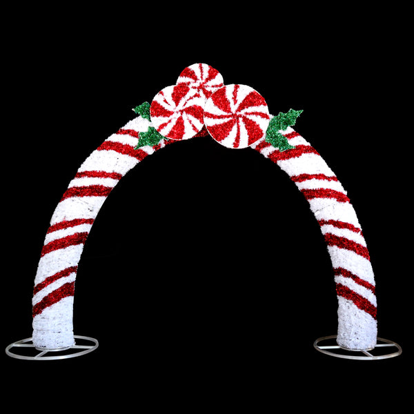 13ft H Tinsel Candy Cane Arch with 10% Twinkle LED