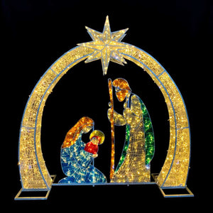 7ft H Tinsel Nativity with Star Arch with 10% Twinkle LED