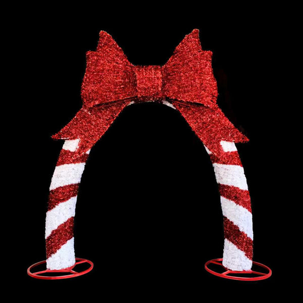 13ft H Tinsel Candy Cane with Bow Arch with 10% Twinkle LED