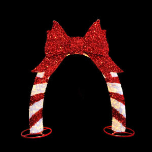 13ft H Tinsel Candy Cane with Bow Arch with 10% Twinkle LED