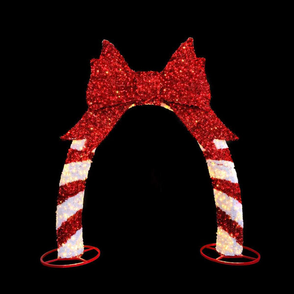 13ft H Tinsel Candy Cane with Bow Arch with 10% Twinkle LED